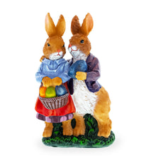 Load image into Gallery viewer, Loving Bunny Duo with Festive Easter Basket Figurine