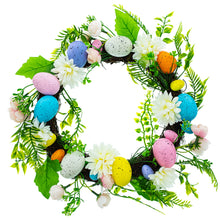 Load image into Gallery viewer, Easter Egg &amp; Floral Wreath – Spring Door Decoration with Speckled Eggs &amp; Flowers 13 Inches