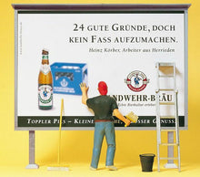 Load image into Gallery viewer, Preiser 45126 G Scale Working People -- Worker On Ladder, Putting Up Poster