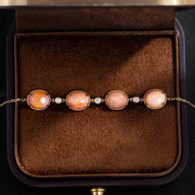 Load image into Gallery viewer, Beautiful Mexican Egg Fire Opal Diamond Bracelet in 18K Yellow Gold