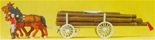 Load image into Gallery viewer, Preiser 30465 HO Scale Horse-Drawn Wagon -- Log Wagon w/Driver &amp; Load