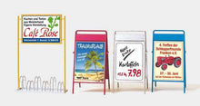 Load image into Gallery viewer, Preiser 45221 G Scale Bicycle Stand/Advertising Boards (4)