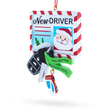 Load image into Gallery viewer, New Driver Santa License with Car Keys Resin Christmas Ornament