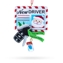 Load image into Gallery viewer, New Driver Santa License with Car Keys Resin Christmas Ornament
