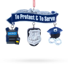 Load image into Gallery viewer, Serve Honor &amp; Protect Police Badge and Gear Resin Christmas Ornament