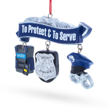 Load image into Gallery viewer, Serve Honor &amp; Protect Police Badge and Gear Resin Christmas Ornament