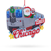 Load image into Gallery viewer, Chicago Train with Santa and Welcome Sign Resin Christmas Ornament