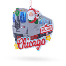 Load image into Gallery viewer, Chicago Train with Santa and Welcome Sign Resin Christmas Ornament