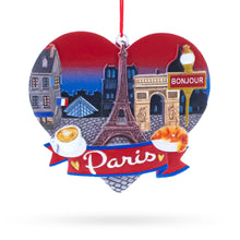 Load image into Gallery viewer, Paris Heart with Eiffel Tower and Bonjour Café Resin Christmas Ornament