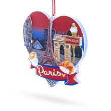 Load image into Gallery viewer, Paris Heart with Eiffel Tower and Bonjour Café Resin Christmas Ornament