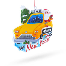 Load image into Gallery viewer, New York Taxi with Santa and Christmas Tree Resin Christmas Ornament