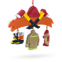 Load image into Gallery viewer, Courage &amp; Honor Firefighter Gear Resin Christmas Ornament