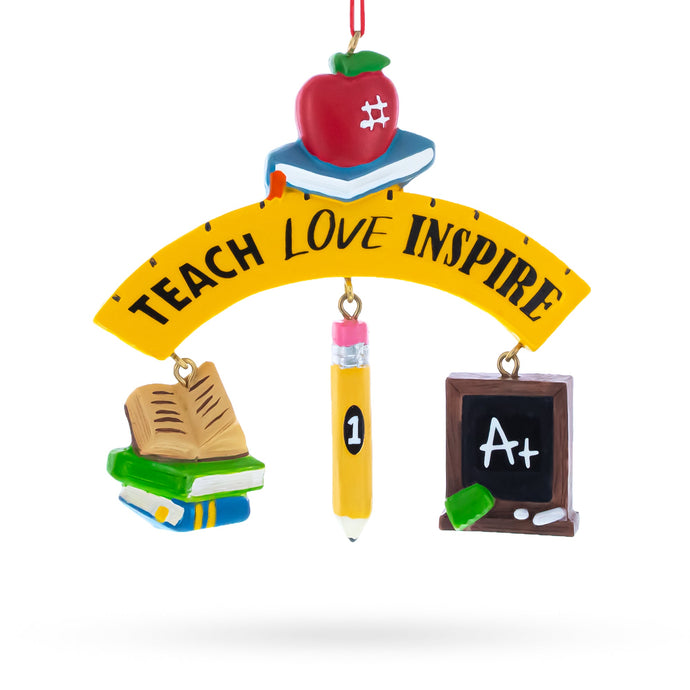 Teach Love Inspire Teacher's Apple and Pencil Resin Christmas Ornament