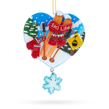 Load image into Gallery viewer, Ski Life Skis with Snowflake and Cable Car Resin Christmas Ornament