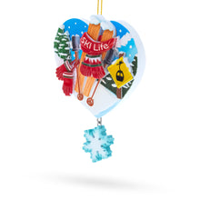 Load image into Gallery viewer, Ski Life Skis with Snowflake and Cable Car Resin Christmas Ornament