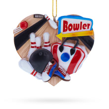 Load image into Gallery viewer, Bowler Bowling Ball with Pins Resin Christmas Ornament