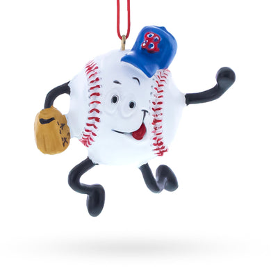 Smiling Baseball Character with Cap Resin Christmas Ornament