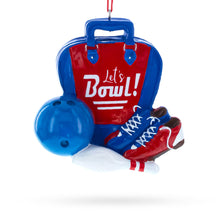 Load image into Gallery viewer, Let’s Bowl! Bowling Bag with Shoes and Ball Resin Christmas Ornament