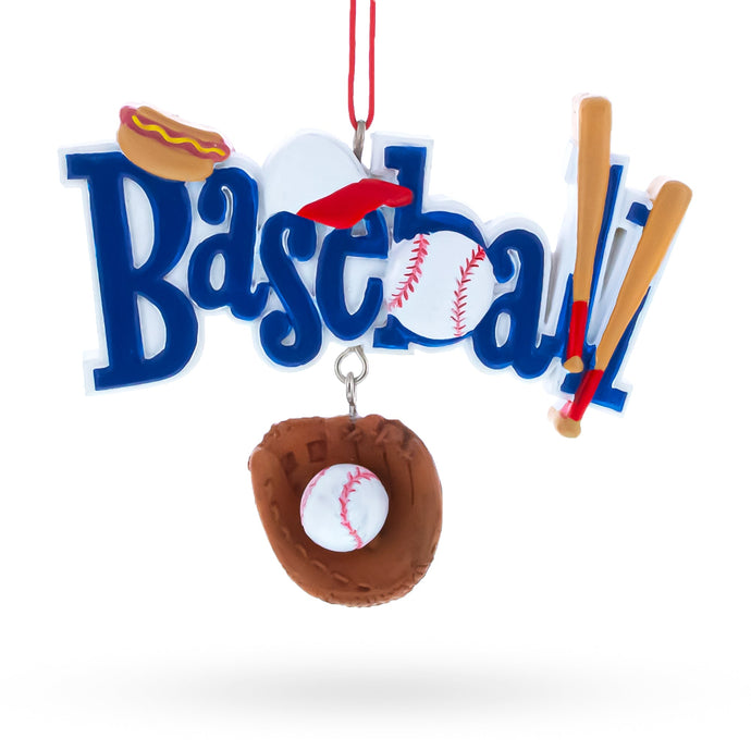 Baseball Glove and Bat Resin Christmas Ornament