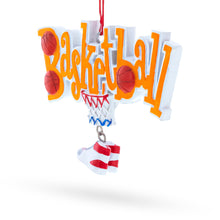 Load image into Gallery viewer, Basketball Word with Shoe and Hoop Resin Christmas Ornament