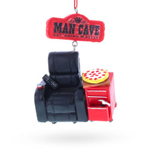 Load image into Gallery viewer, Man Cave Recliner with Pizza and Remote Resin Christmas Ornament