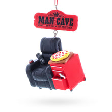 Load image into Gallery viewer, Man Cave Recliner with Pizza and Remote Resin Christmas Ornament