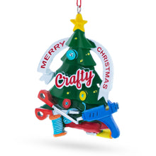 Load image into Gallery viewer, Crafty Tree with Scissors and Glue Gun Resin Christmas Ornament