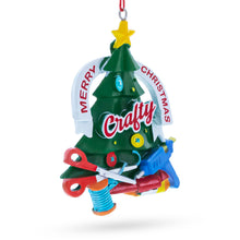 Load image into Gallery viewer, Crafty Tree with Scissors and Glue Gun Resin Christmas Ornament