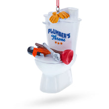 Load image into Gallery viewer, Plumber’s Throne Toilet and Tools Resin Christmas Ornament