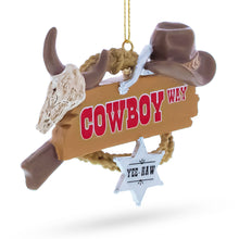 Load image into Gallery viewer, Western Cowboy Hat Sheriff Badge Resin Christmas Ornament
