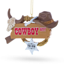 Load image into Gallery viewer, Western Cowboy Hat Sheriff Badge Resin Christmas Ornament