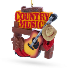 Load image into Gallery viewer, Raised on Country Music Fan Guitar Hat Boots Resin Christmas Ornament