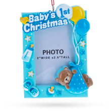 Load image into Gallery viewer, Baby Boy First Christmas Photo Frame Resin Christmas Ornament
