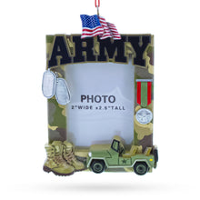 Load image into Gallery viewer, Patriotic Army Camouflage Photo Frame Resin Christmas Ornament