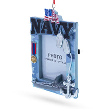 Load image into Gallery viewer, Navy Photo Frame Resin Christmas Ornament
