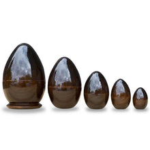 Load image into Gallery viewer, Set of 5 Orthodox Icons Egg Shape Wooden Nesting Dolls 6.5 Inches