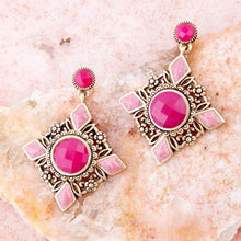 Load image into Gallery viewer, Embellished Pink Quartz Golden Post Drop Earrings
