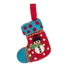 Load image into Gallery viewer, Felted Wool Santa &amp; Snowman Stocking Ornaments Set of 2