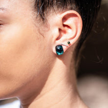 Load image into Gallery viewer, Emerald Green Foil Rectangle Stud Earrings