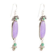 Load image into Gallery viewer, Emile Purple Quartz and Blue Turquoise Sterling Silver Drop Earrings