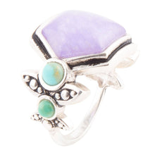 Load image into Gallery viewer, Emile Purple Quartz and Blue Turquoise Sterling Silver Ring