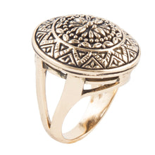 Load image into Gallery viewer, Engraved Golden Bronze Statement Ring