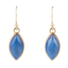 Load image into Gallery viewer, Blue Lapis Golden Drop Earrings