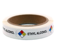 Load image into Gallery viewer, &quot;Ethyl Alcohol&quot; HMIG Safety Labels, 0.75&quot; x 2.5&quot;, 250/ROLL