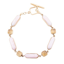 Load image into Gallery viewer, Etta Pink Opal and Yellow Quartz Golden Toggle Bracelet