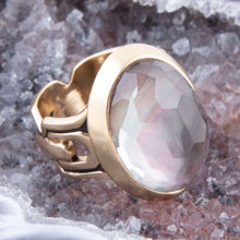 Load image into Gallery viewer, Etto Black Mother of Pearl Golden Dome Statement Ring