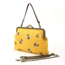 Load image into Gallery viewer, Bees Kisslock Handbag: Black