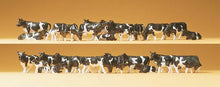 Load image into Gallery viewer, Preiser 14408 HO Scale Dairy Cows pkg(30) -- Holsteins (black, white)