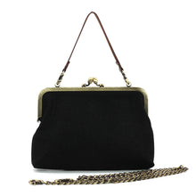 Load image into Gallery viewer, Celestial Mushroom Kiss Lock Bag in Linen Cotton Blend Mater