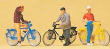Load image into Gallery viewer, Preiser 10515 HO Scale Cyclists Waiting At The Railroad Crossing